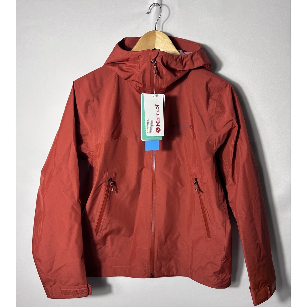 Marmot Minimalist Jacket Womens Small Orange Pertex Hooded Waterproof Rain